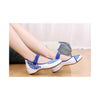 Old Beijing Cloth Shoes National Style Woman Shoes Cowhells Sole Slipsole Phoenix Tail Rhinestone Embrooidered Shoes Square Dance Shoes blue - Mega Save Wholesale & Retail - 2