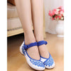 Old Beijing Blue Embroidered Rhinestones Shoes for Women in National Style with Beautiful Floral Designs - Mega Save Wholesale & Retail - 3