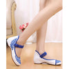 Old Beijing Cloth Shoes National Style Woman Shoes Cowhells Sole Slipsole Phoenix Tail Rhinestone Embrooidered Shoes Square Dance Shoes blue - Mega Save Wholesale & Retail - 4