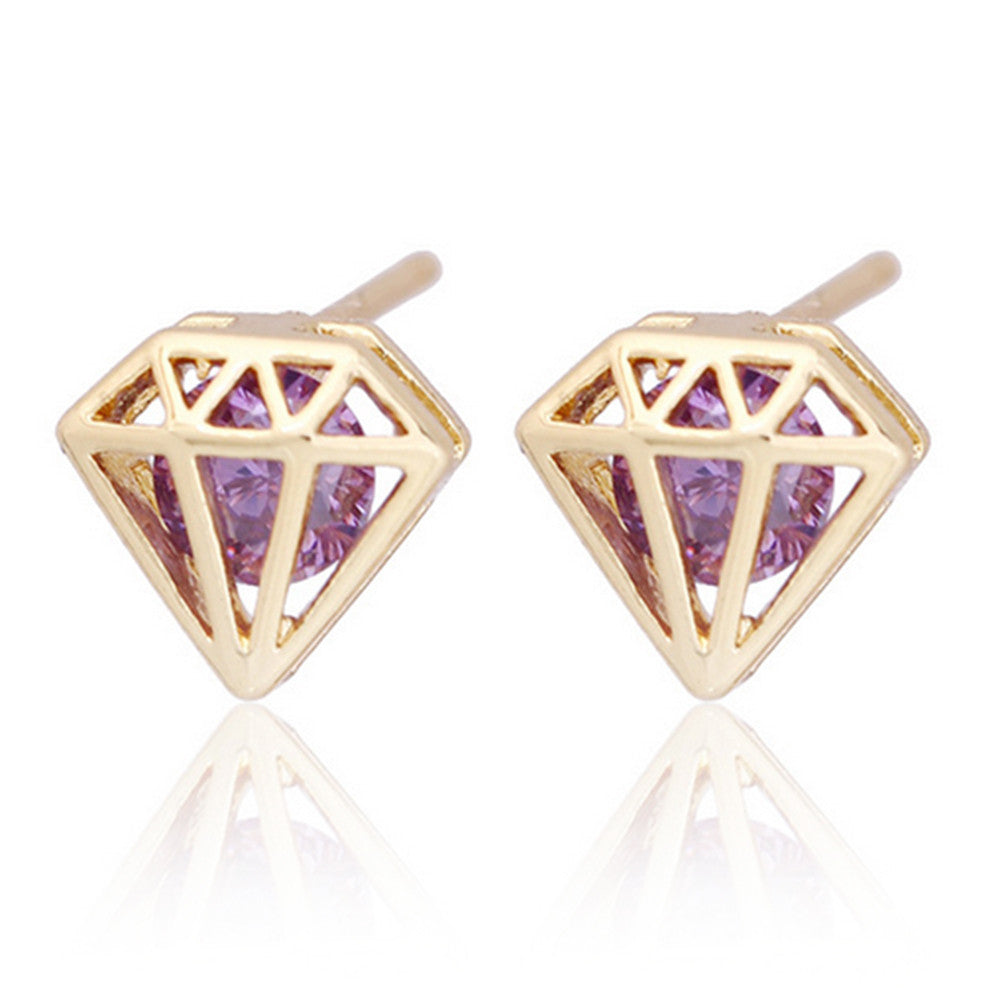 Diamond Shape Earrings    purple - Mega Save Wholesale & Retail - 1
