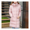 Winter Hooded Loose Middle Long Woman Down Coat   pink  M - Mega Save Wholesale & Retail - 1