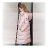 Winter Hooded Loose Middle Long Woman Down Coat   pink  M - Mega Save Wholesale & Retail - 2