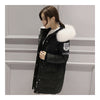 Winter Down Coat Woman Middle Long Loose Thick   black   S - Mega Save Wholesale & Retail - 2