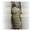 Winter Hooded Loose Middle Long Woman Down Coat  green    M - Mega Save Wholesale & Retail - 3
