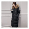 Winter Long Slim Warm Woman Down Coat Racoon Fur Collar    black   S - Mega Save Wholesale & Retail - 1