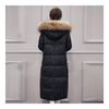 Winter Long Slim Warm Woman Down Coat Racoon Fur Collar    black   S - Mega Save Wholesale & Retail - 3