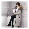 Winter Long Slim Warm Woman Down Coat Racoon Fur Collar   grey   S - Mega Save Wholesale & Retail - 2