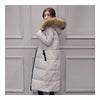 Winter Long Slim Warm Woman Down Coat Racoon Fur Collar   grey   S - Mega Save Wholesale & Retail - 3
