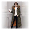Winter Long Slim Warm Woman Down Coat Racoon Fur Collar   army green   S - Mega Save Wholesale & Retail - 1