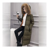 Winter Long Slim Warm Woman Down Coat Racoon Fur Collar   army green   S - Mega Save Wholesale & Retail - 2
