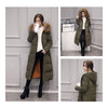 Winter Long Slim Warm Woman Down Coat Racoon Fur Collar   army green   S - Mega Save Wholesale & Retail - 3
