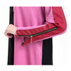 Flax Short Muslim Long Dress Long Sleeve Splicing   rose red - Mega Save Wholesale & Retail - 5