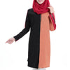Flax Short Muslim Long Dress Long Sleeve Splicing   skin color - Mega Save Wholesale & Retail - 1