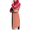 Flax Short Muslim Long Dress Long Sleeve Splicing   skin color - Mega Save Wholesale & Retail - 2