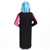 Flax Short Muslim Long Dress Long Sleeve Splicing   rose red - Mega Save Wholesale & Retail - 3